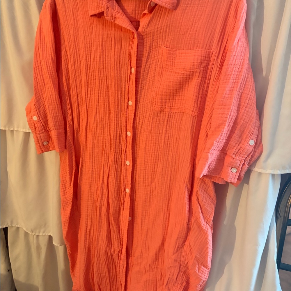 Universal Thread Men's Bright Coral Button-Down Shirt